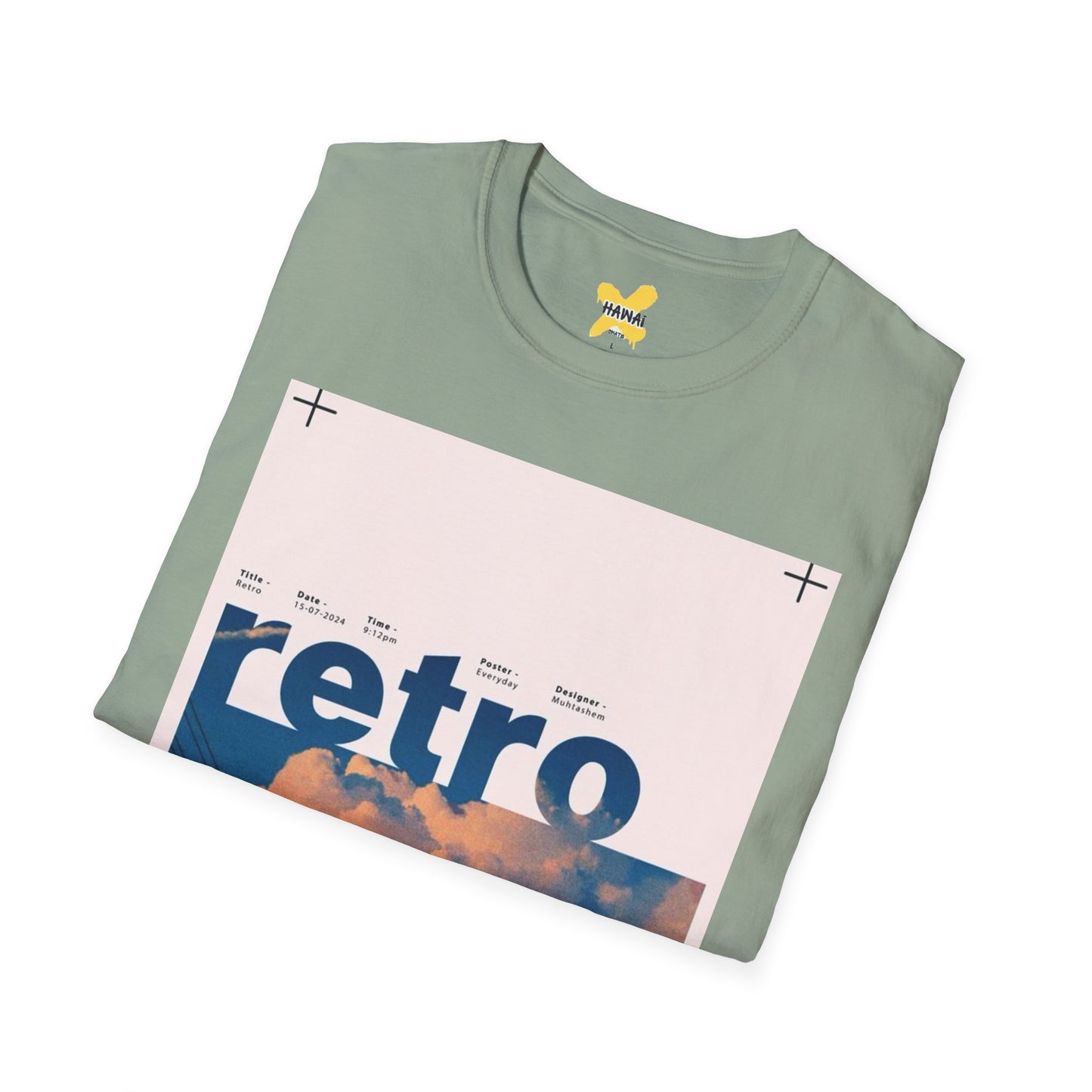 Retro Aesthetic Unisex Softstyle T-Shirt - Vintage Clouds & Texture Design