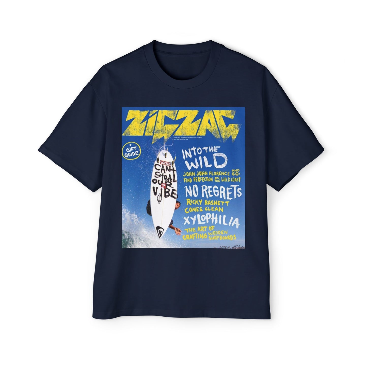 Surf Poster Graphic Tee — "Into the Wild / No Regrets" Oversized Men’s T‑Shirt