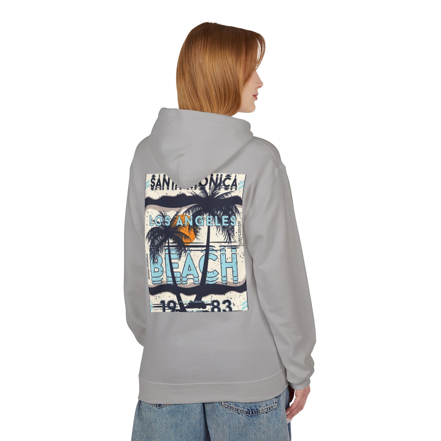 Santa Monica Beach Vintage Fleece Hoodie - Unisex, Cozy Casual Wear, Perfect for Beach Lovers, Summer Vibes, Travel Souvenir, Birthday Gift