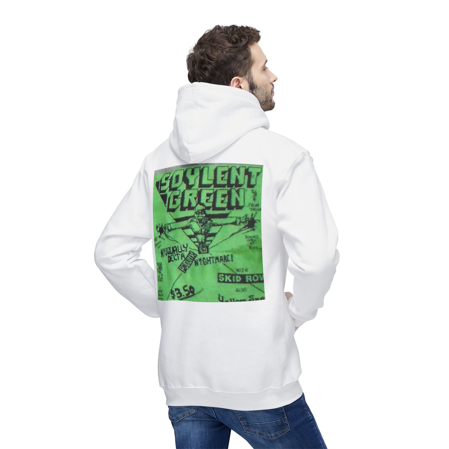 Retro Graphic Unisex Hooded Sweatshirt - 'Solvent Green' Design