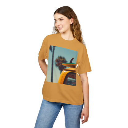 Surf Van Beach Photo Tee — Vintage Palm & Surfboard Graphic T-Shirt