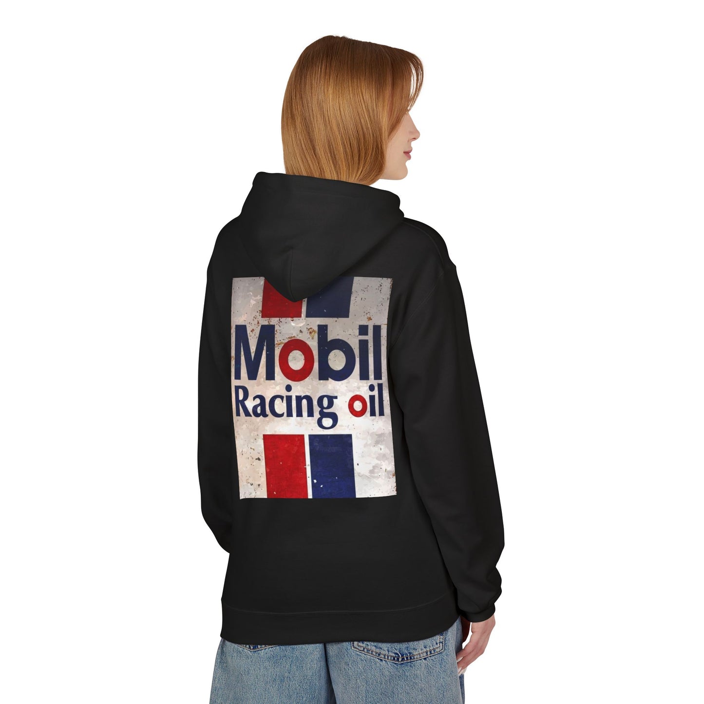 Retro Mobil Racing Oil Fleece Hoodie for Motorsport Enthusiasts