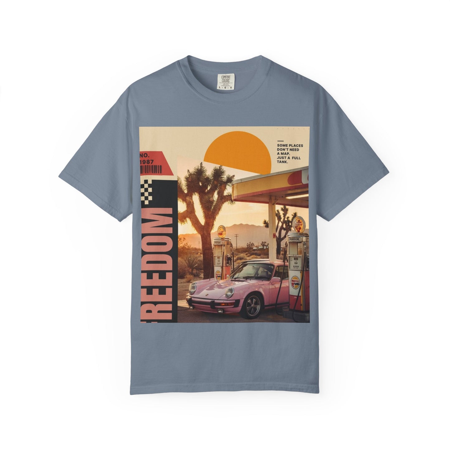 Freedom Road T-Shirt — Retro Desert Sunset Vintage Car Graphic