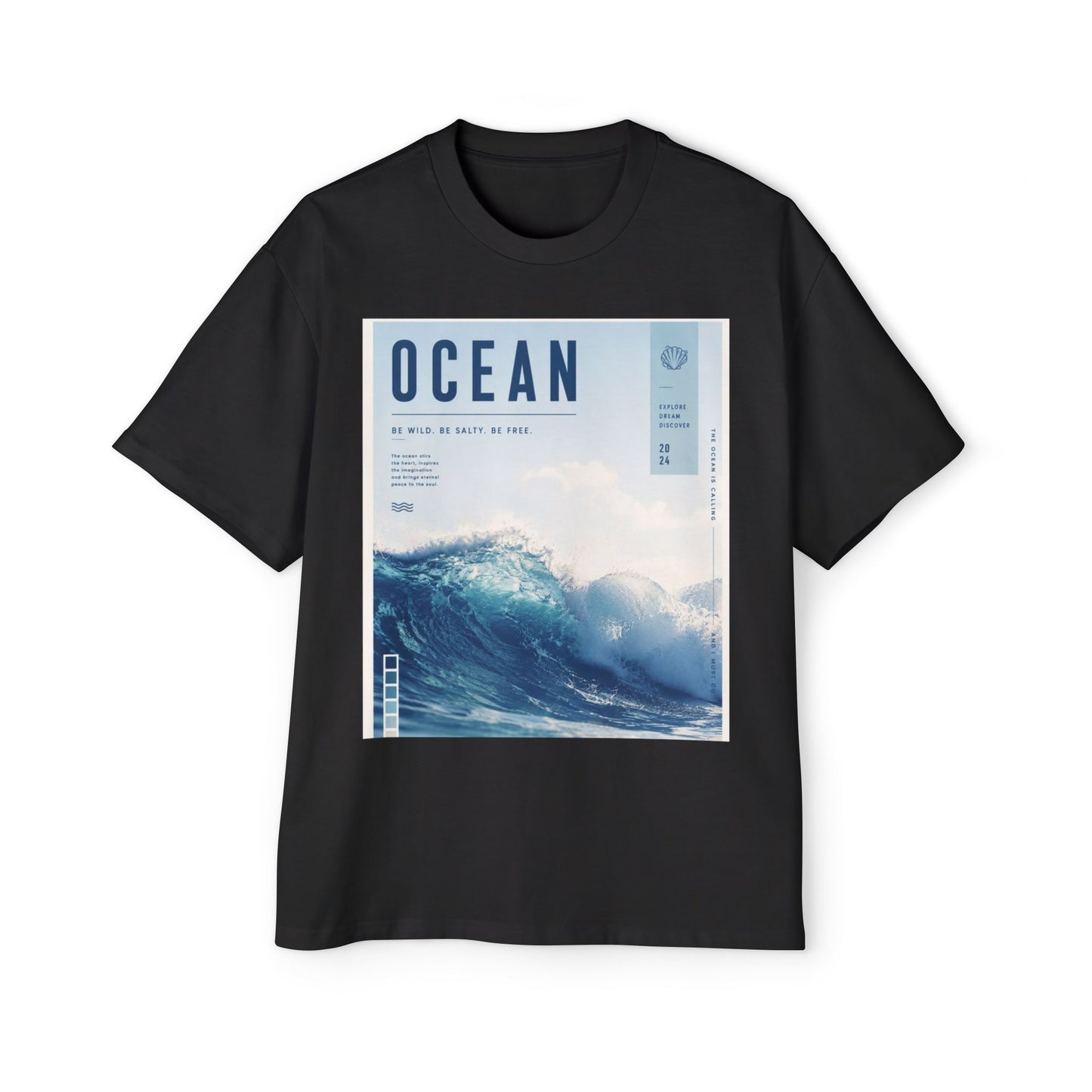 Ocean Wave Graphic Tee — "OCEAN" Coastal Photo Print T-Shirt