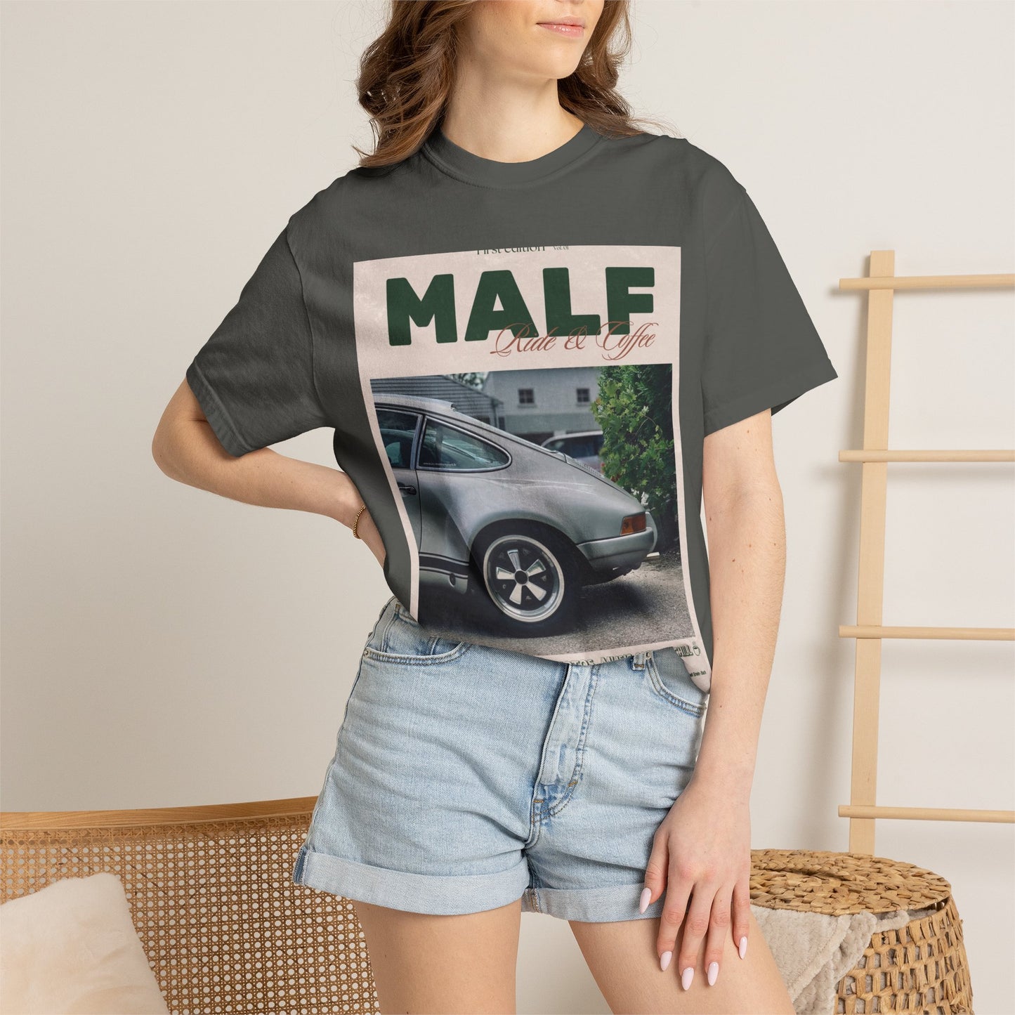 Vintage Porsche Photo Tee — "MALF Live to Ride" Graphic T-Shirt