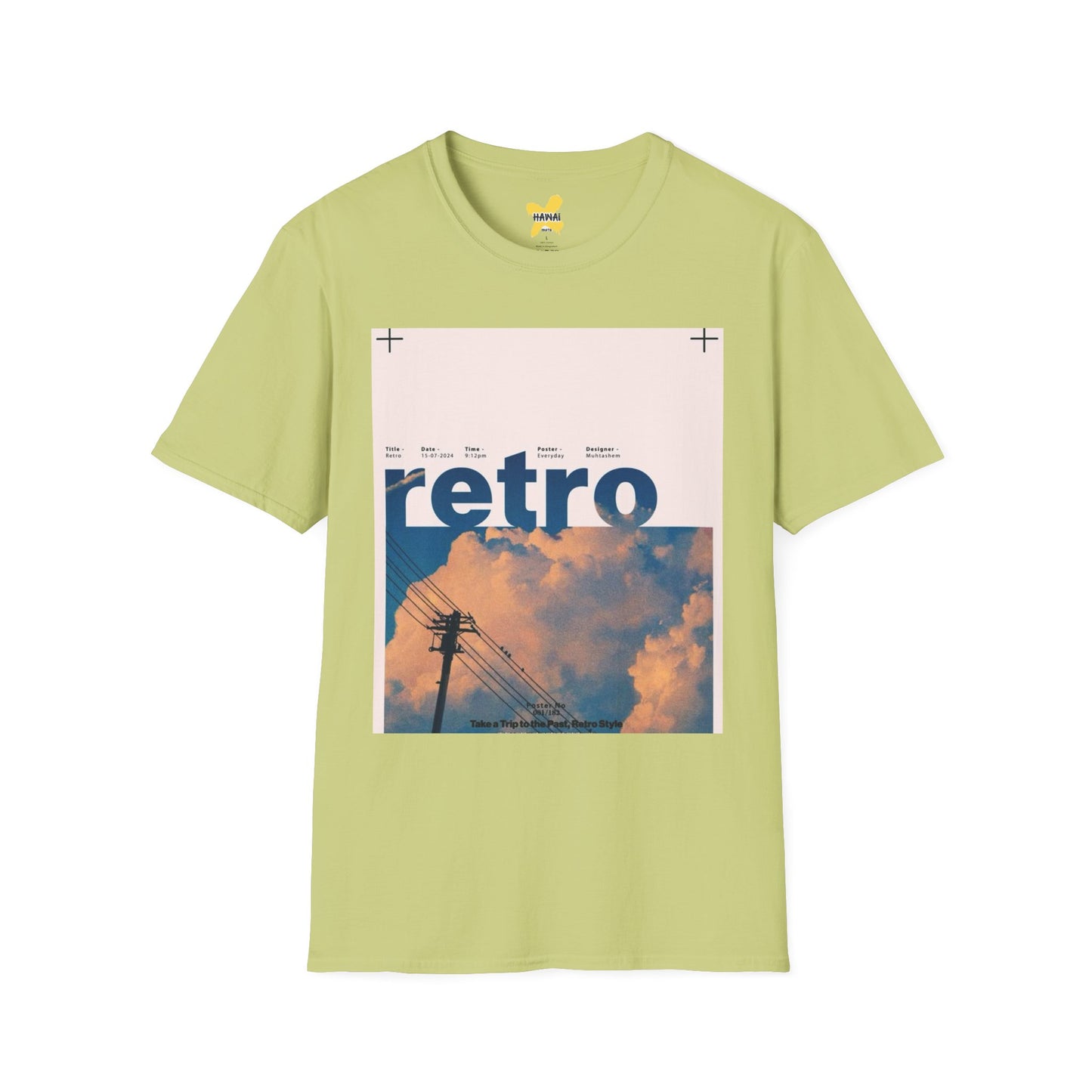 Retro Aesthetic Unisex Softstyle T-Shirt - Vintage Clouds & Texture Design