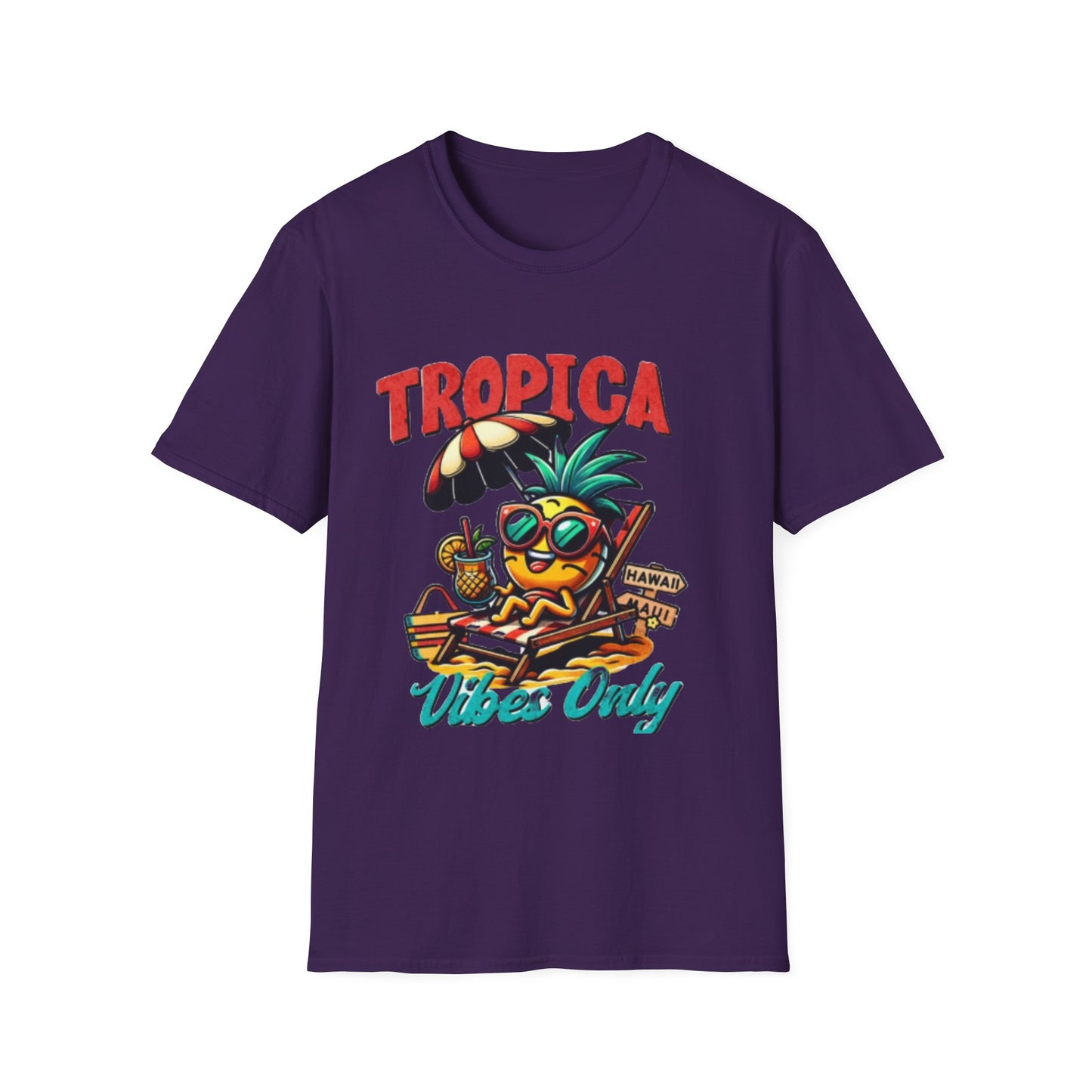 Tropical Vibes Unisex Softstyle T-Shirt - Fun Pineapple Design