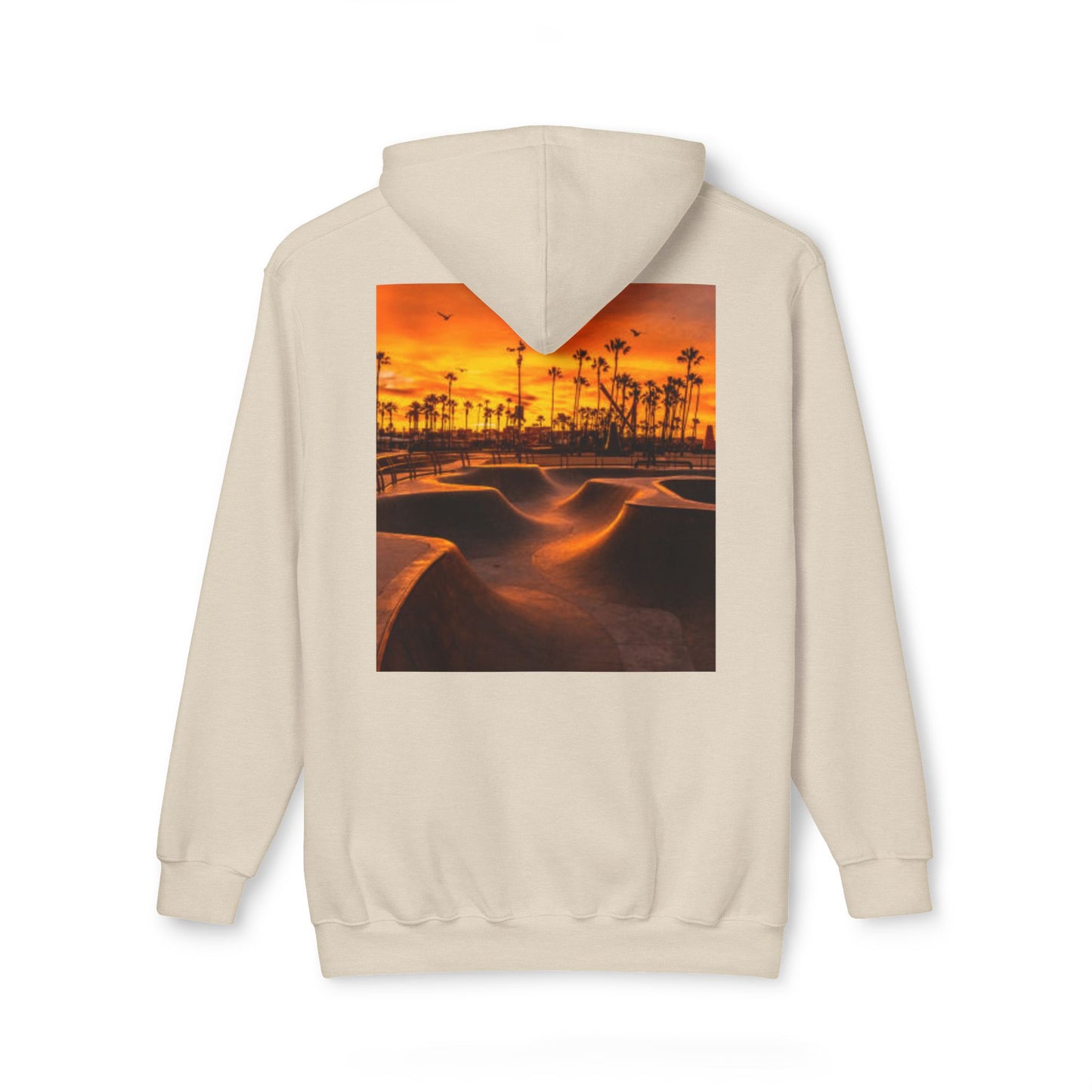 Unisex Hooded Sweatshirt with Sunset Skate Park Design - Perfect for Casual Style & Outdoor Activities