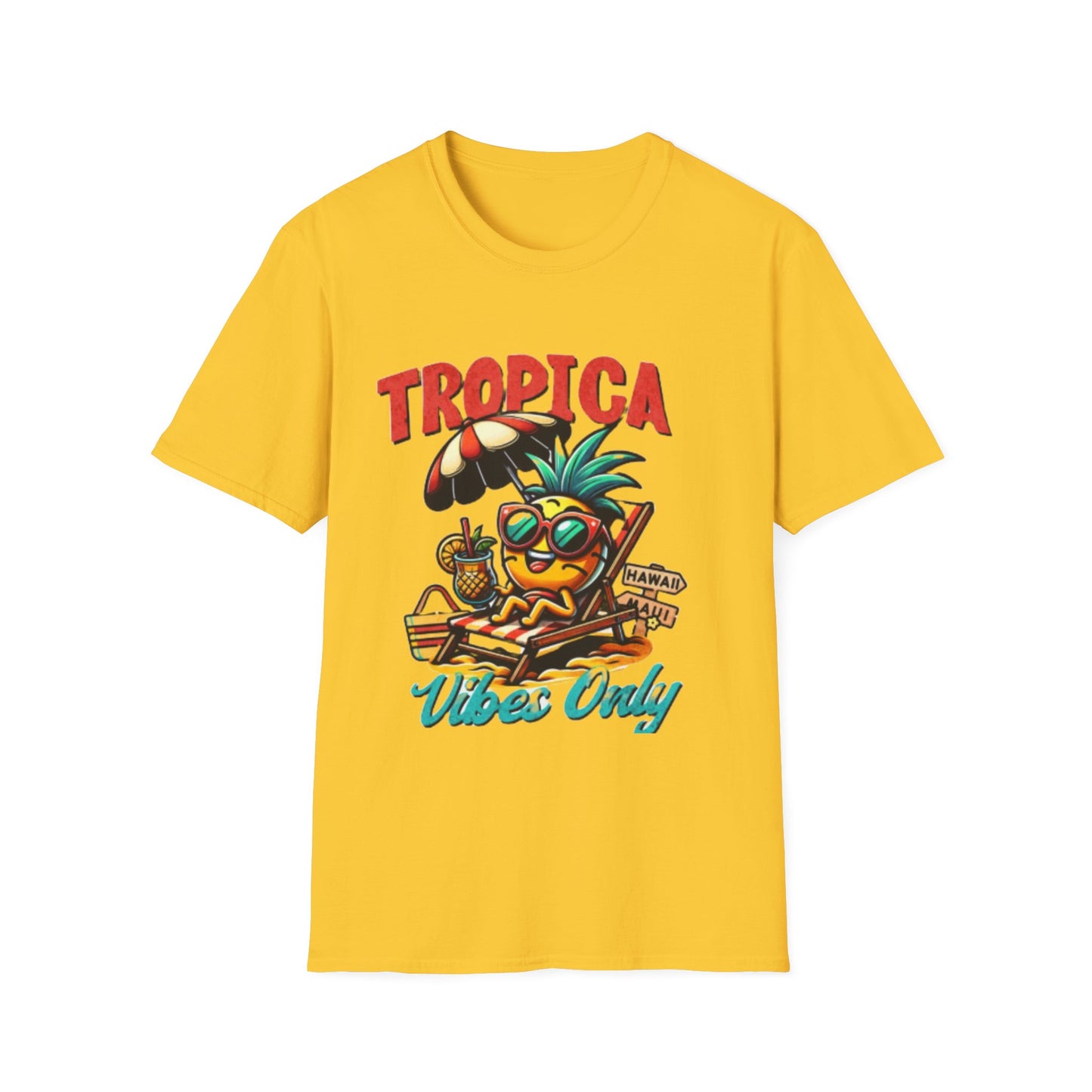 Tropical Vibes Unisex Softstyle T-Shirt - Fun Pineapple Design