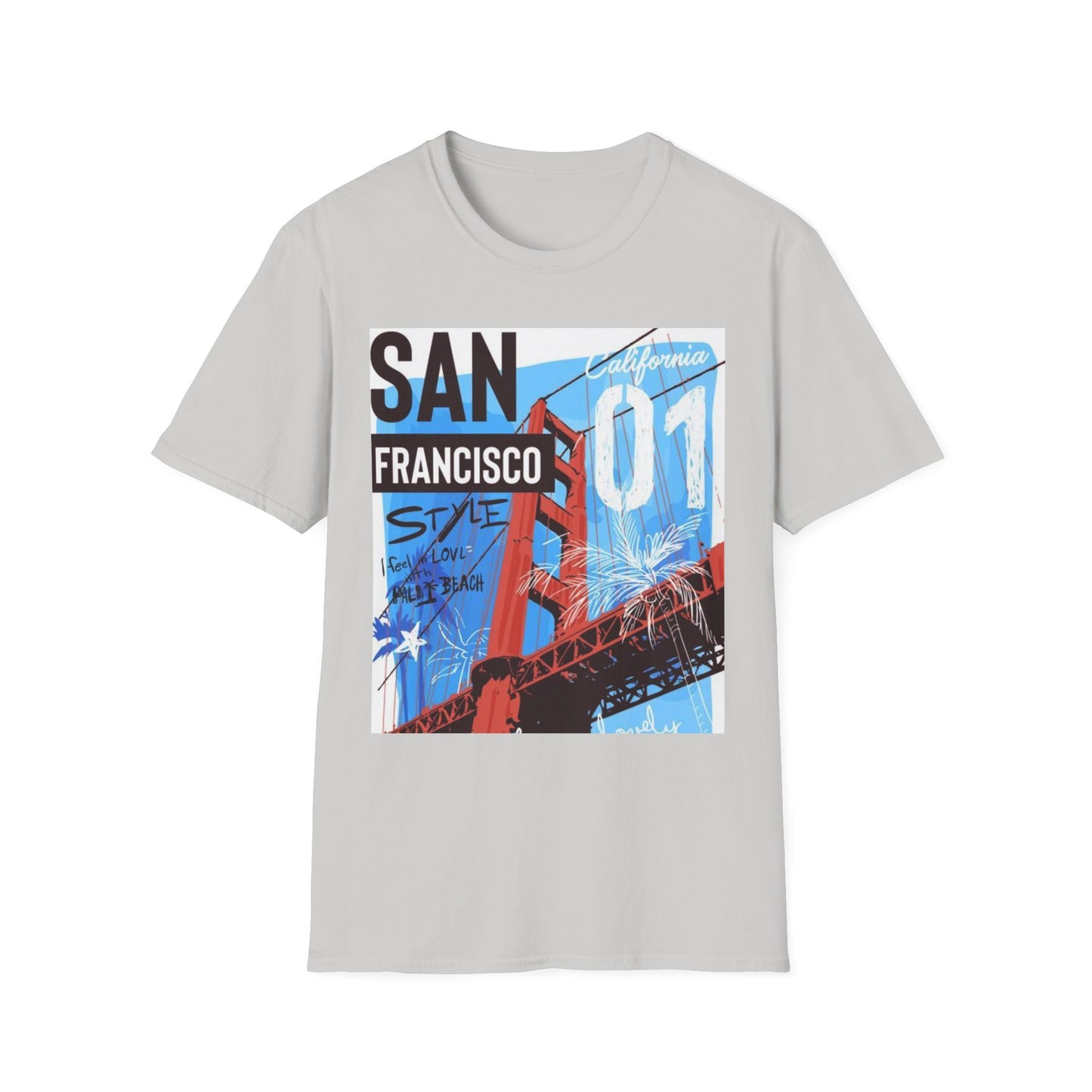 San Francisco Graphic Unisex Softstyle T-Shirt - California Vibe, Perfect for Beach Lovers