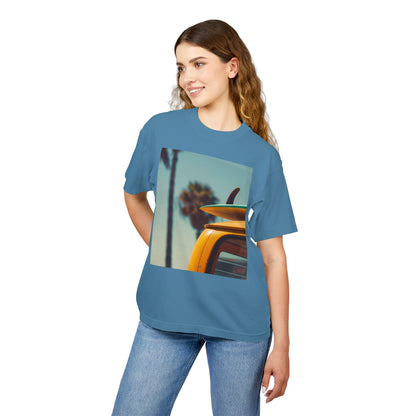 Surf Van Beach Photo Tee — Vintage Palm & Surfboard Graphic T-Shirt