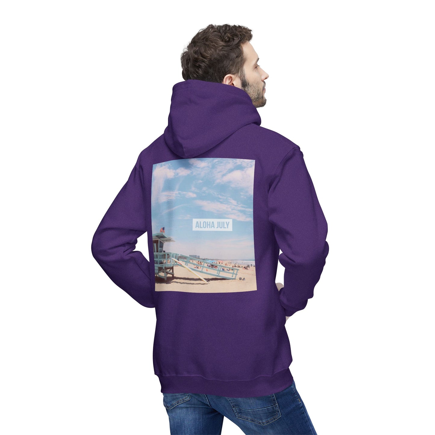 Aloha July Unisex Hooded Sweatshirt - Beach Vibes, Made in USA