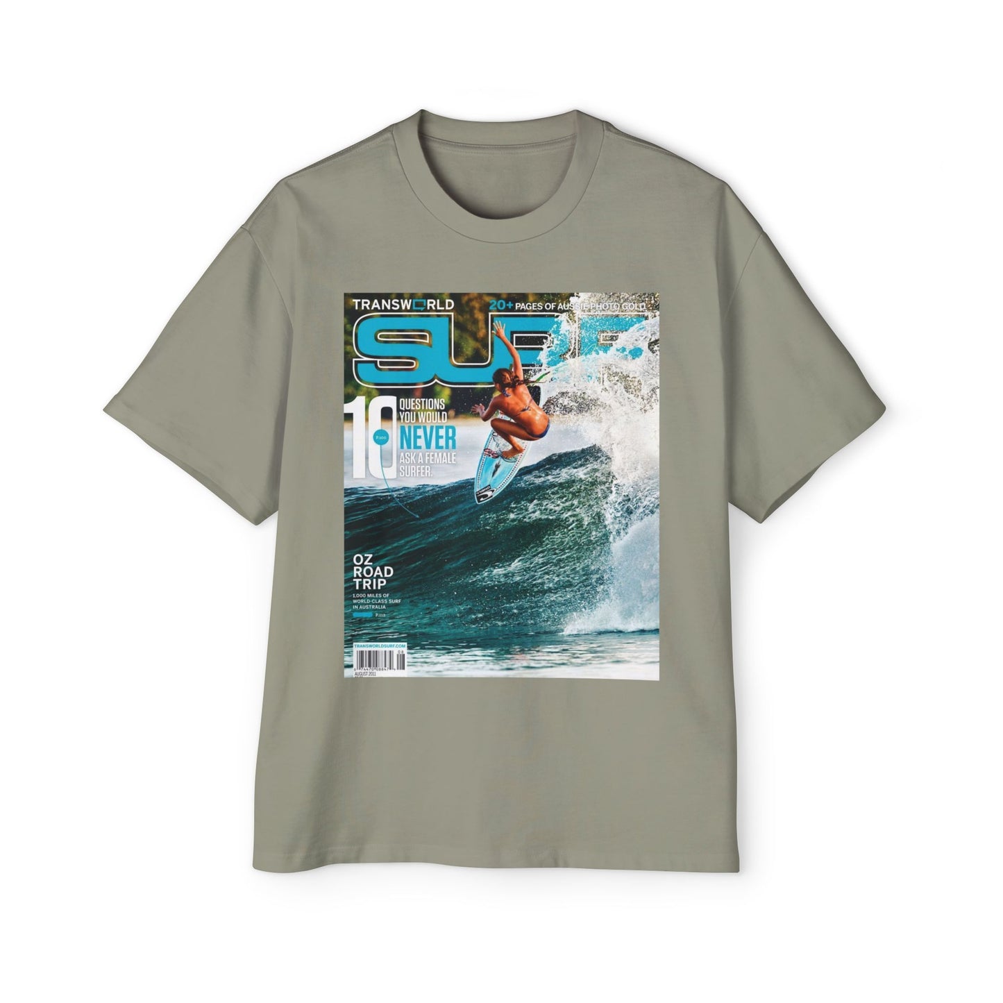 Surf Magazine Graphic Tee — Vintage Surfer Print Oversized T-Shirt
