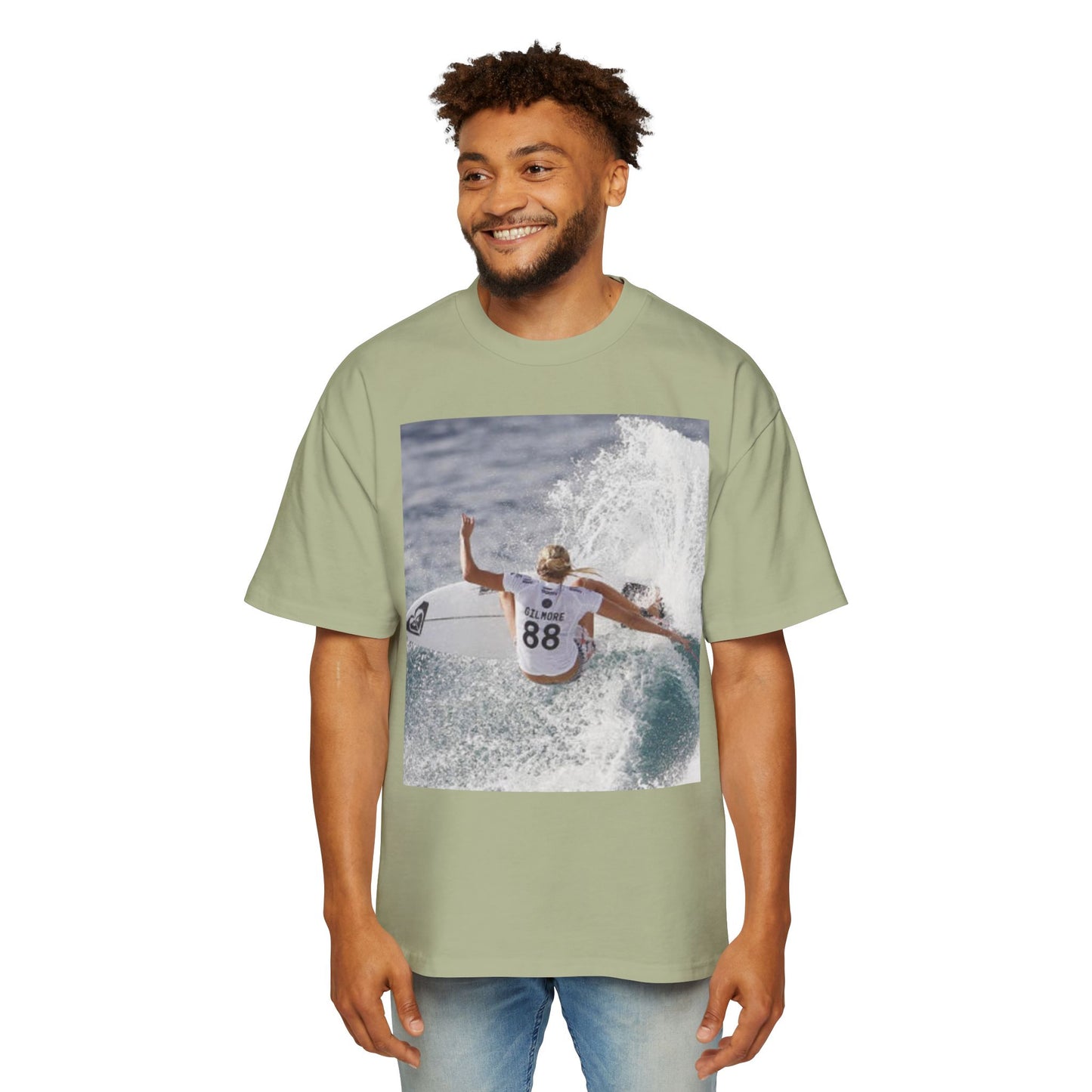 Surf Photo Oversized Tee — Wave Rider Graphic T-Shirt