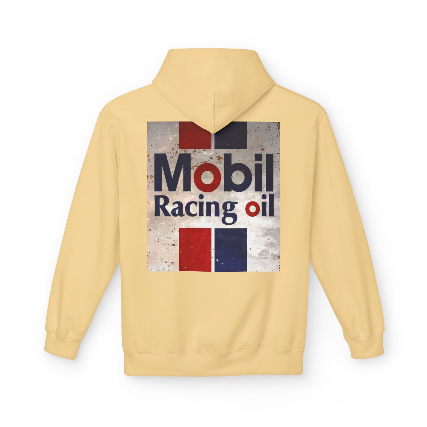 Retro Mobil Racing Oil Fleece Hoodie for Motorsport Enthusiasts