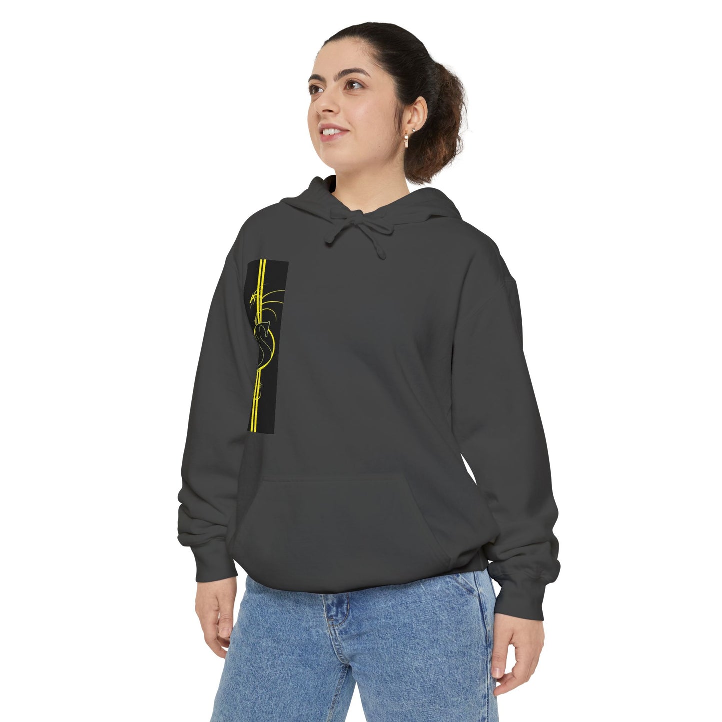 Volleyball Stripe Hoodie — Retro Yellow & Black Volleyball Design