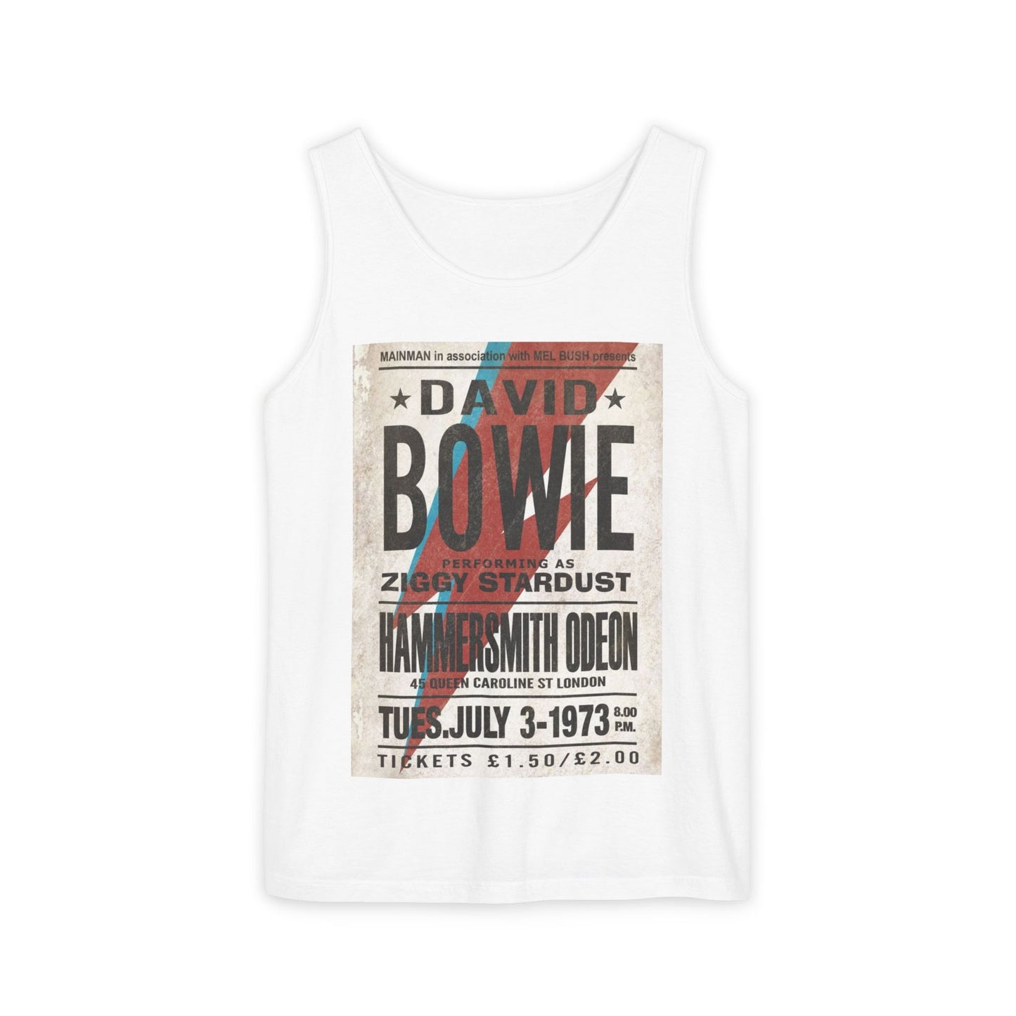 Vintage David Bowie Tank Top - Unisex Garment-Dyed Style