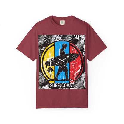 Surf Coast Unisex Garment-Dyed T-shirt - Retro Beach Vibes, Summer Essential, Surfing Gift, Casual Wear, Vacation Style