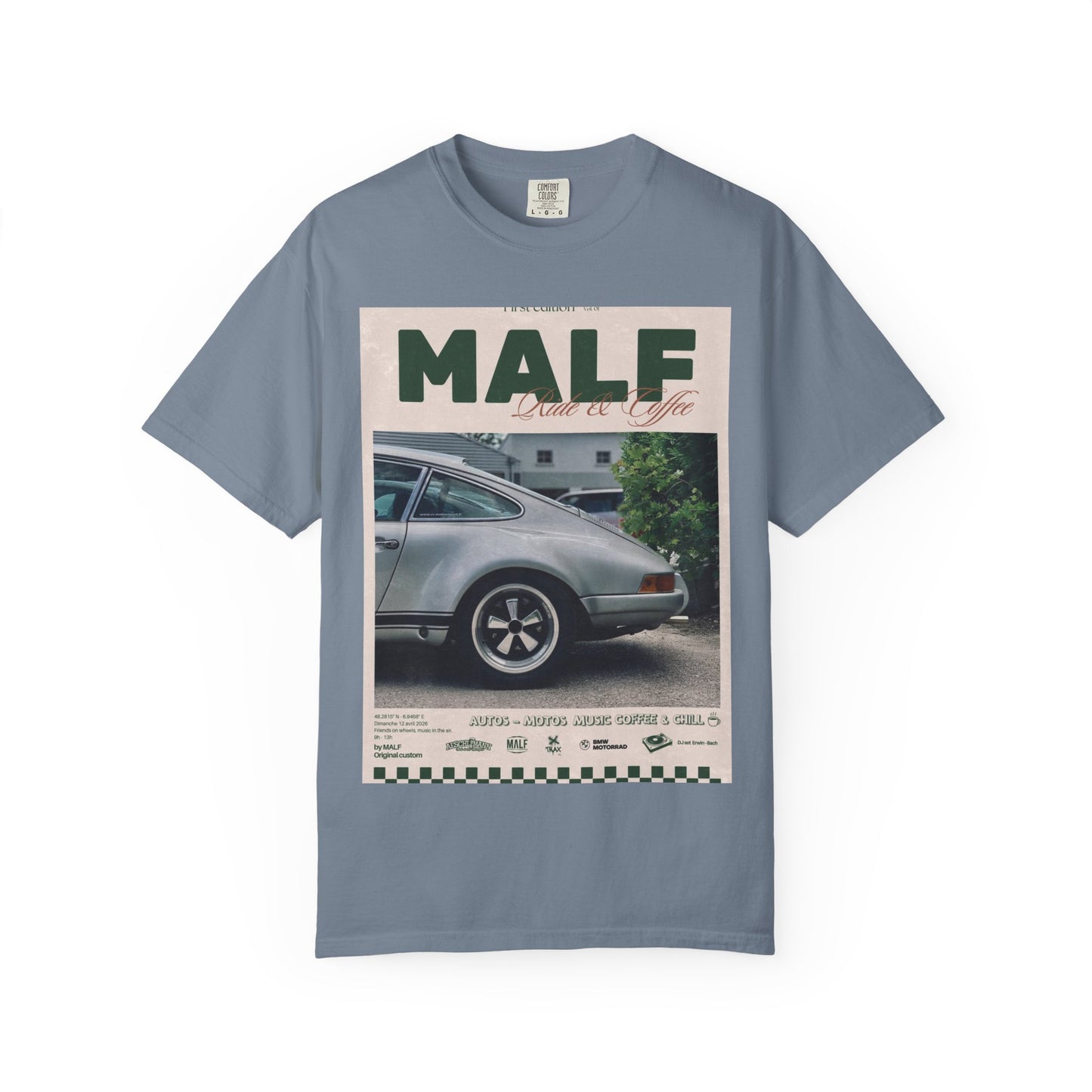Vintage Porsche Photo Tee — "MALF Live to Ride" Graphic T-Shirt