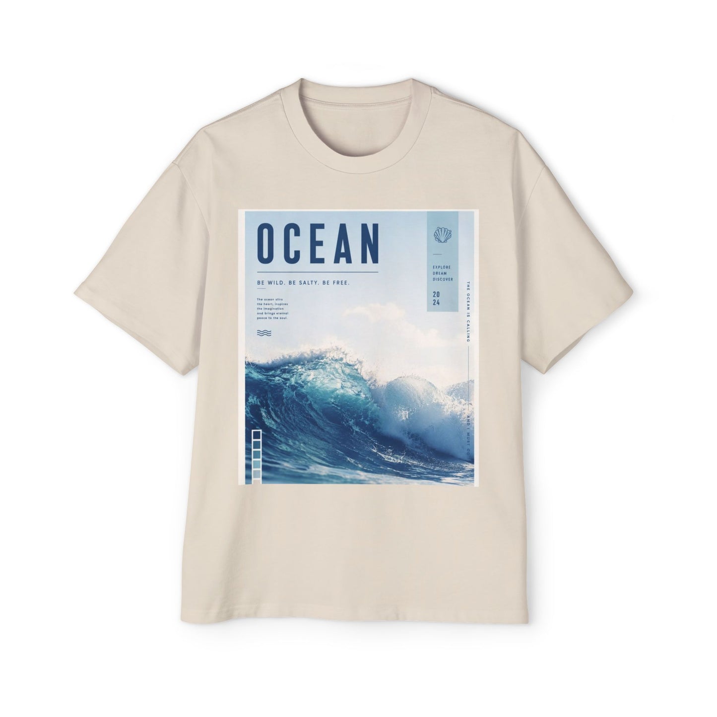 Ocean Wave Graphic Tee — "OCEAN" Coastal Photo Print T-Shirt