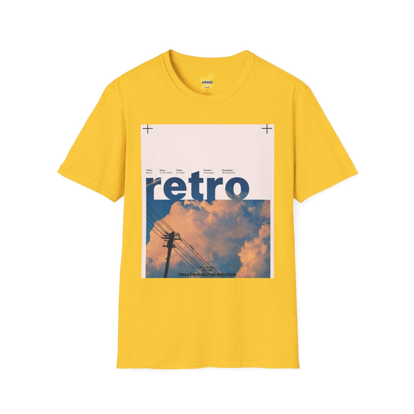 Retro Aesthetic Unisex Softstyle T-Shirt - Vintage Clouds & Texture Design