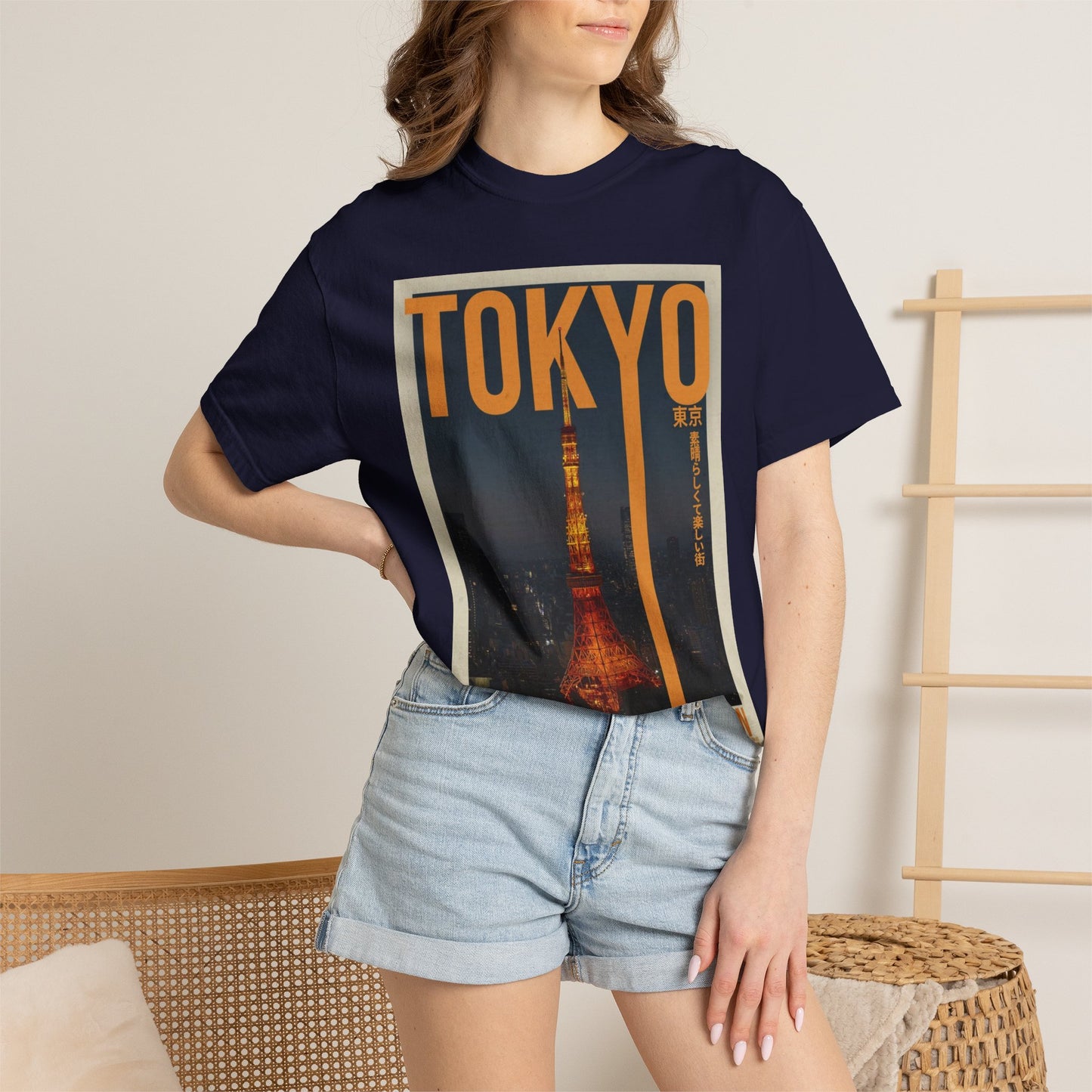 Tokyo Nightscape Graphic T-Shirt — Vintage Japan Tower Travel Poster Tee
