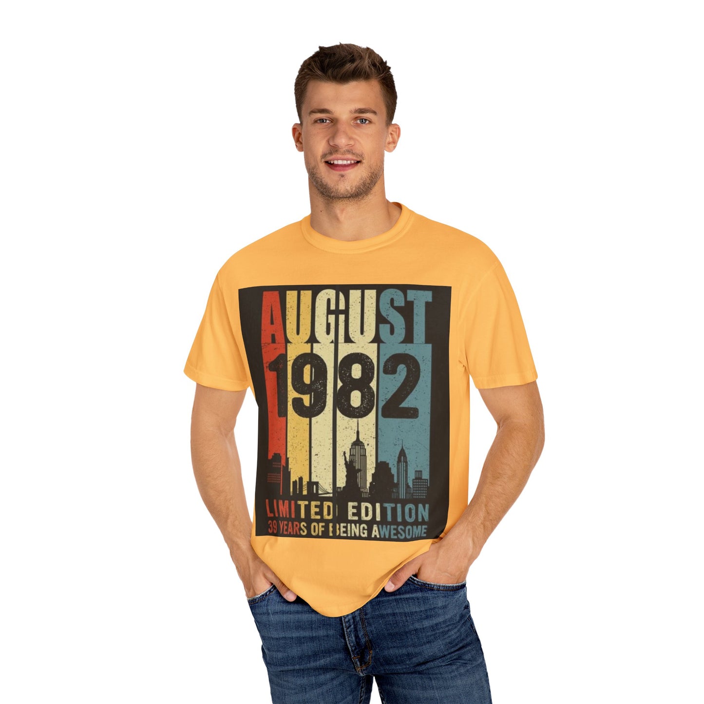 Limited Edition August 1982 Unisex Garment-Dyed T-Shirt - Celebrate 39 Years of Being Awesome
