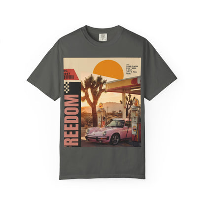 Freedom Road T-Shirt — Retro Desert Sunset Vintage Car Graphic
