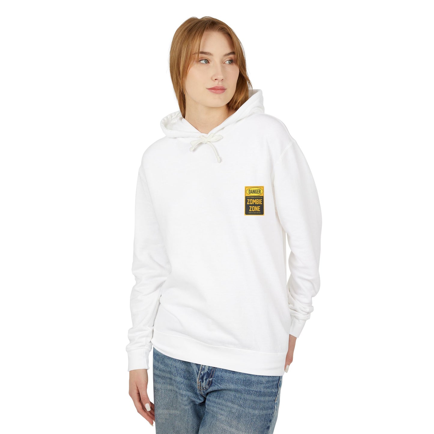 Unisex Zombie Zone Hooded Sweatshirt - Danger Sign Design