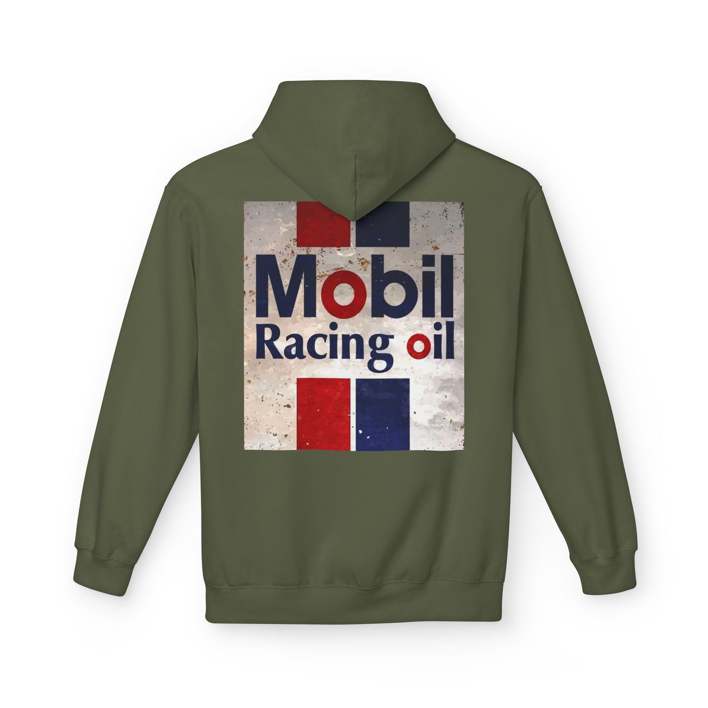 Retro Mobil Racing Oil Fleece Hoodie for Motorsport Enthusiasts