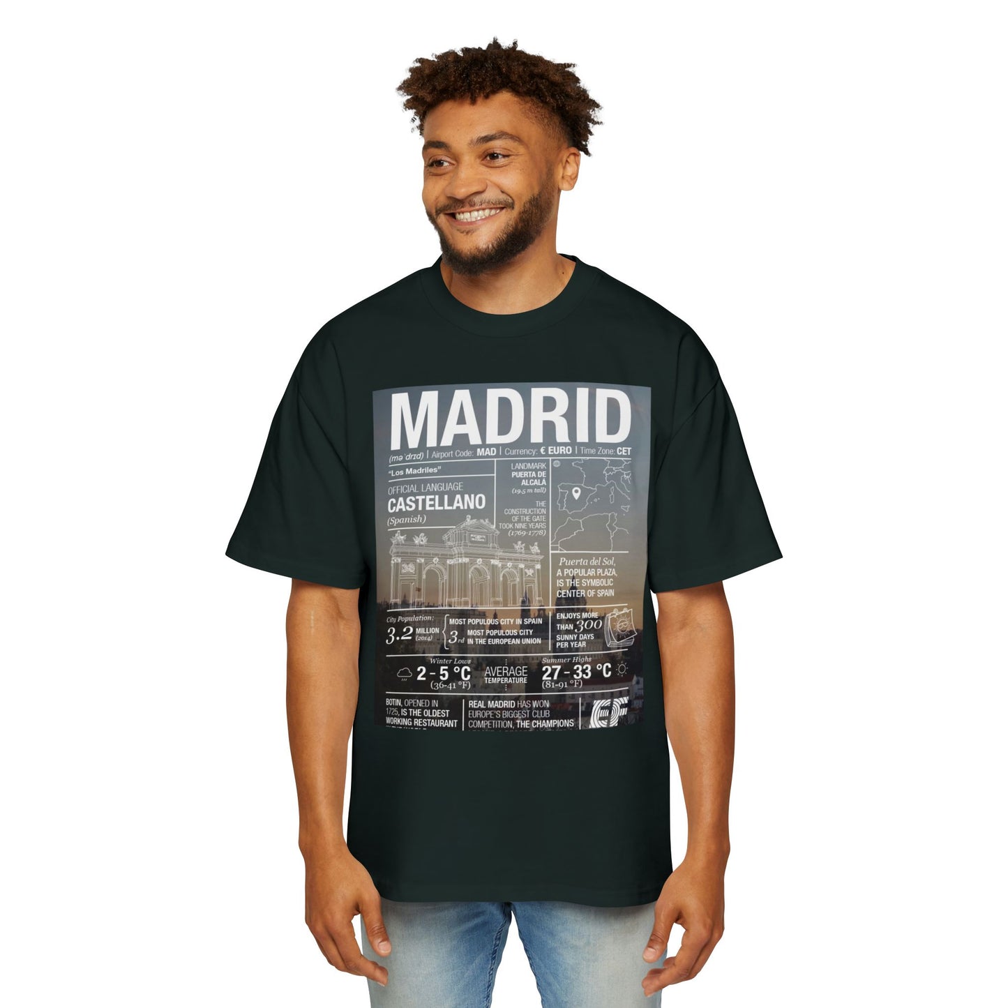 Madrid Graphic Tee — Vintage City Weather Poster T‑Shirt