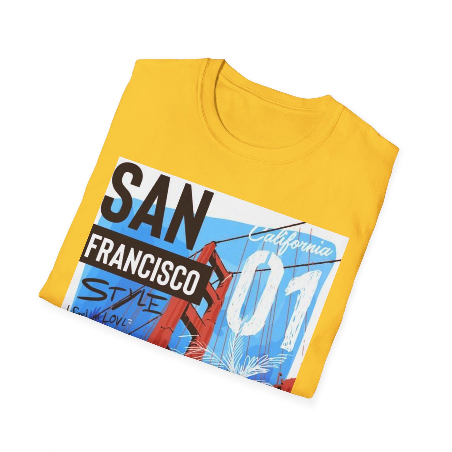 San Francisco Graphic Unisex Softstyle T-Shirt - California Vibe, Perfect for Beach Lovers