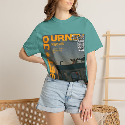 Sunset Train Graphic T-Shirt — Japanese Retro Transit Poster Tee