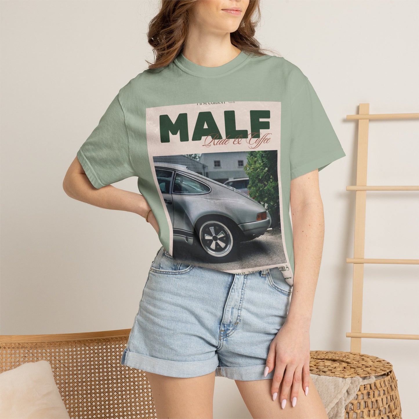 Vintage Porsche Photo Tee — "MALF Live to Ride" Graphic T-Shirt