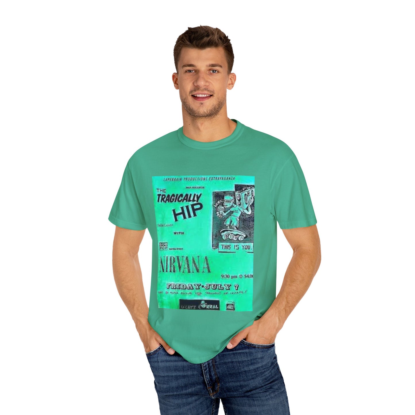 Retro Band Graphic T-Shirt - Nirvana & Tragically Hip Design