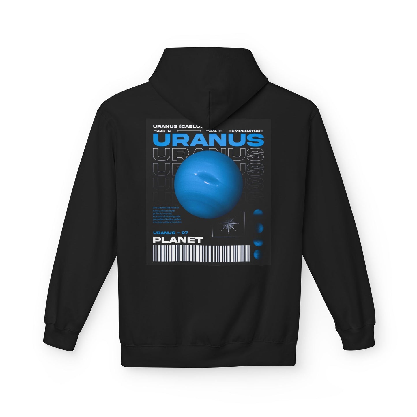 Unisex Fleece Hoodie - Retro Uranus Planet Design