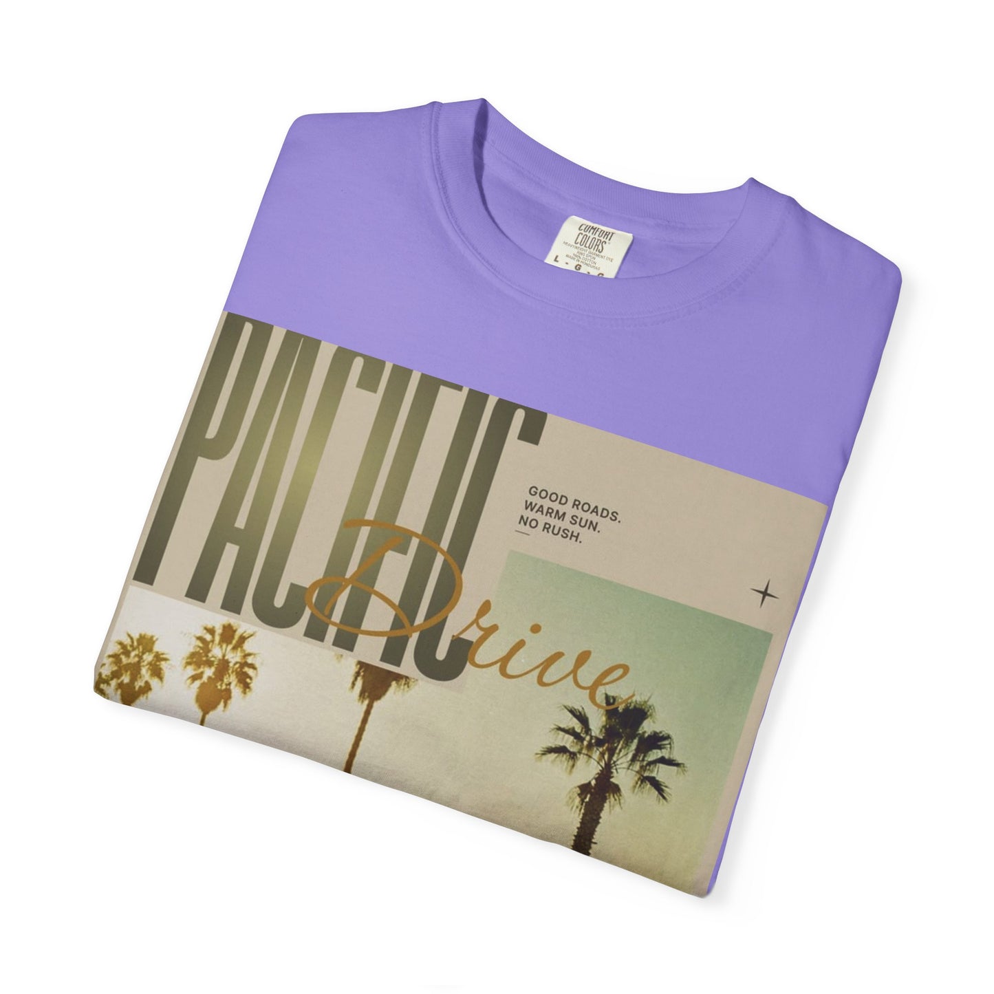 Pacific Drive Vintage Beach T-Shirt – Sunset Palm Coastal Graphic Tee