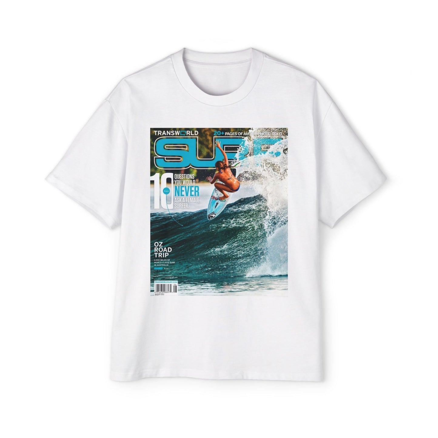 Surf Magazine Graphic Tee — Vintage Surfer Print Oversized T-Shirt