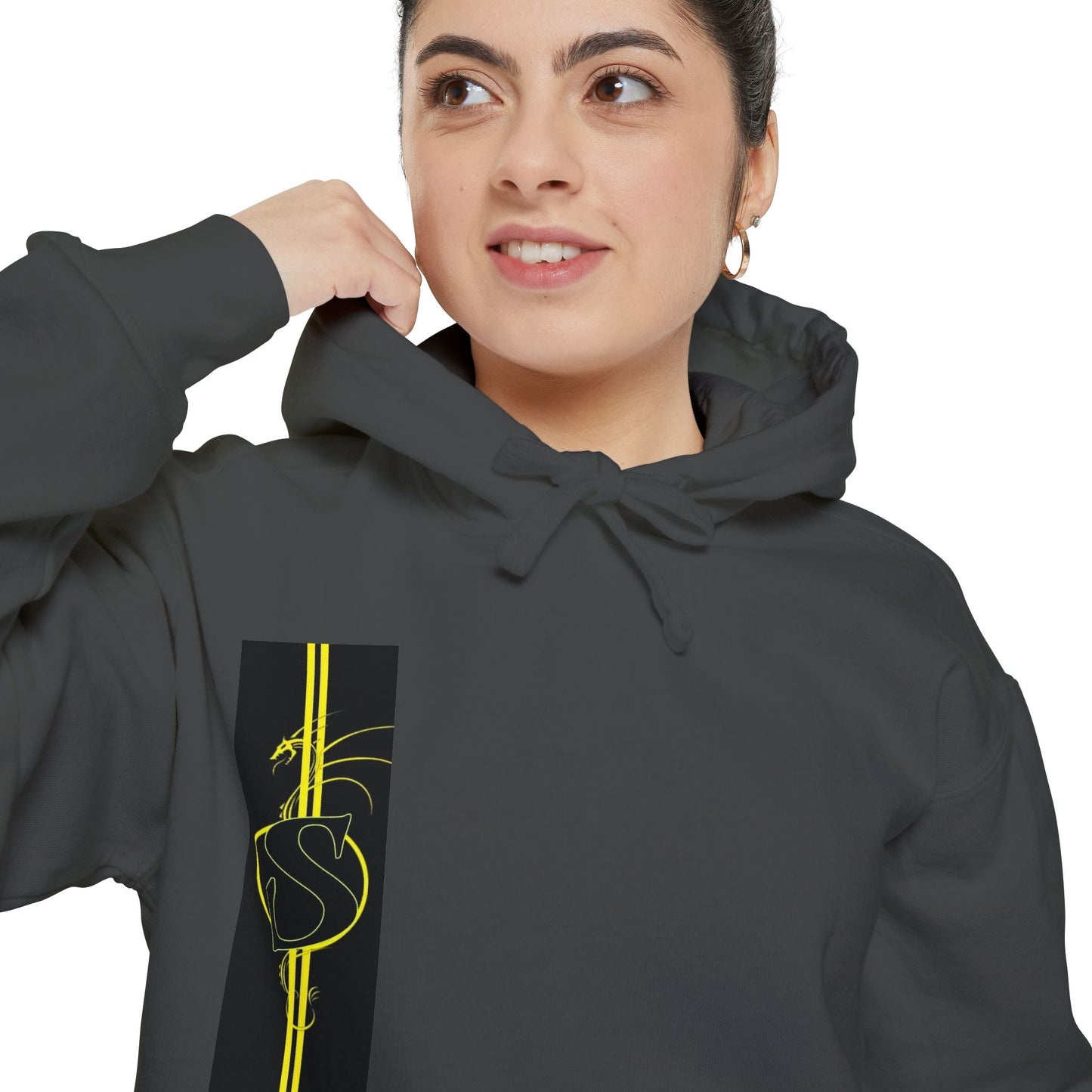 Volleyball Stripe Hoodie — Retro Yellow & Black Volleyball Design
