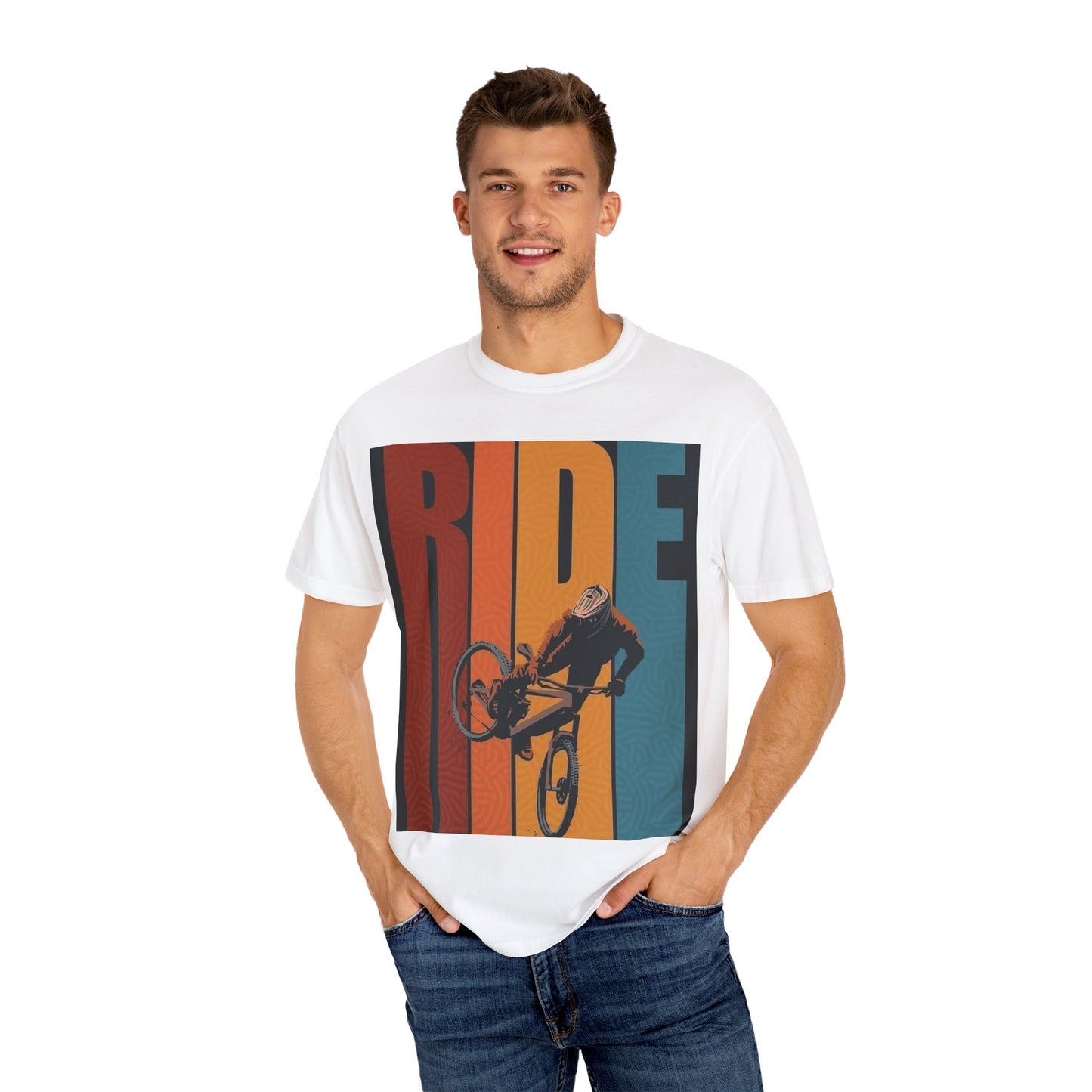 Ride Bike Unisex Garment-Dyed T-shirt | Mountain Biking Graphic Tee