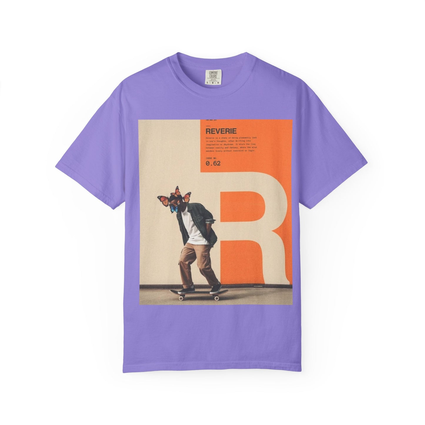 Reverie Skateboard Graphic T‑Shirt — Vintage R Letter Streetwear Tee