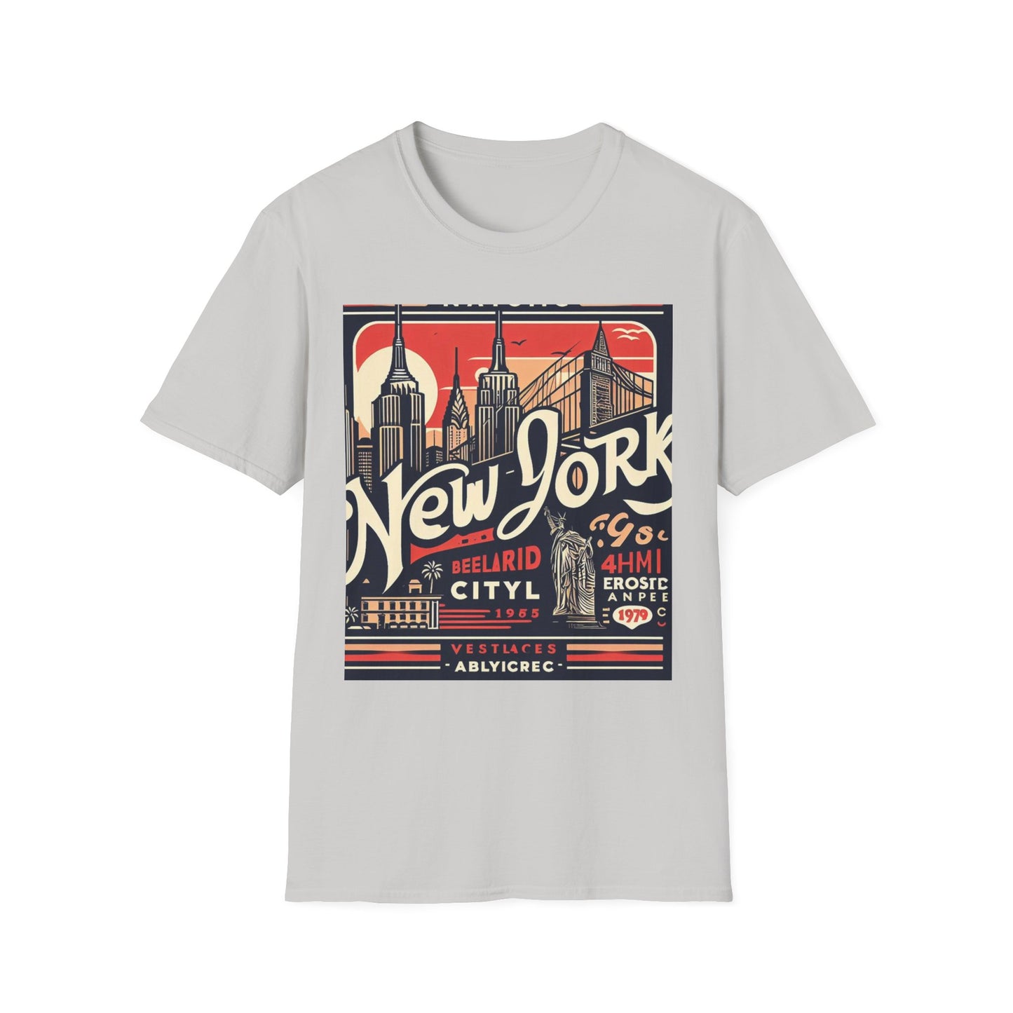 NYC Vintage T-Shirt, Unisex Softstyle Tee, New York City Shirt, Travel Souvenir Gift, Casual Wear for Tourists