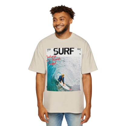 Surf Photo Graphic Tee — "Surf" Wave Rider Men's Oversized T-Shirt