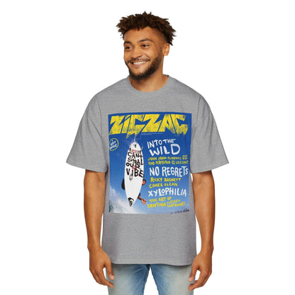 Surf Poster Graphic Tee — "Into the Wild / No Regrets" Oversized Men’s T‑Shirt