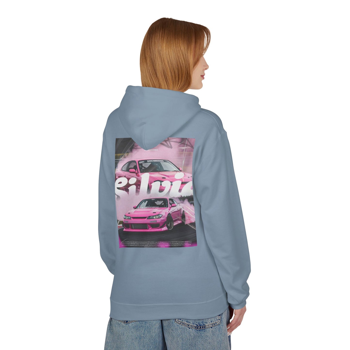 Unisex Fleece Hoodie with Pink Silvia Design - Stylish and Comfortable Streetwear