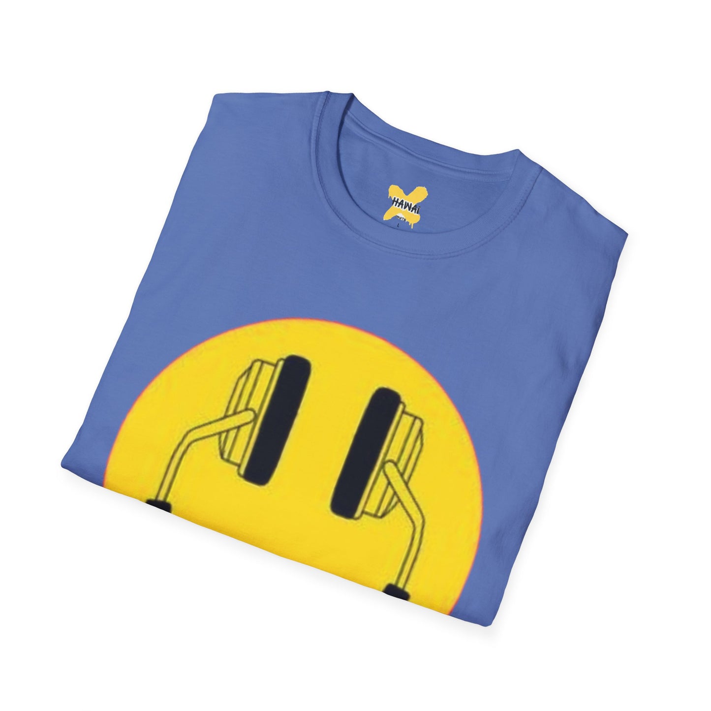 Happy Vibes Unisex Softstyle T-Shirt - Smiley Face with Headphones