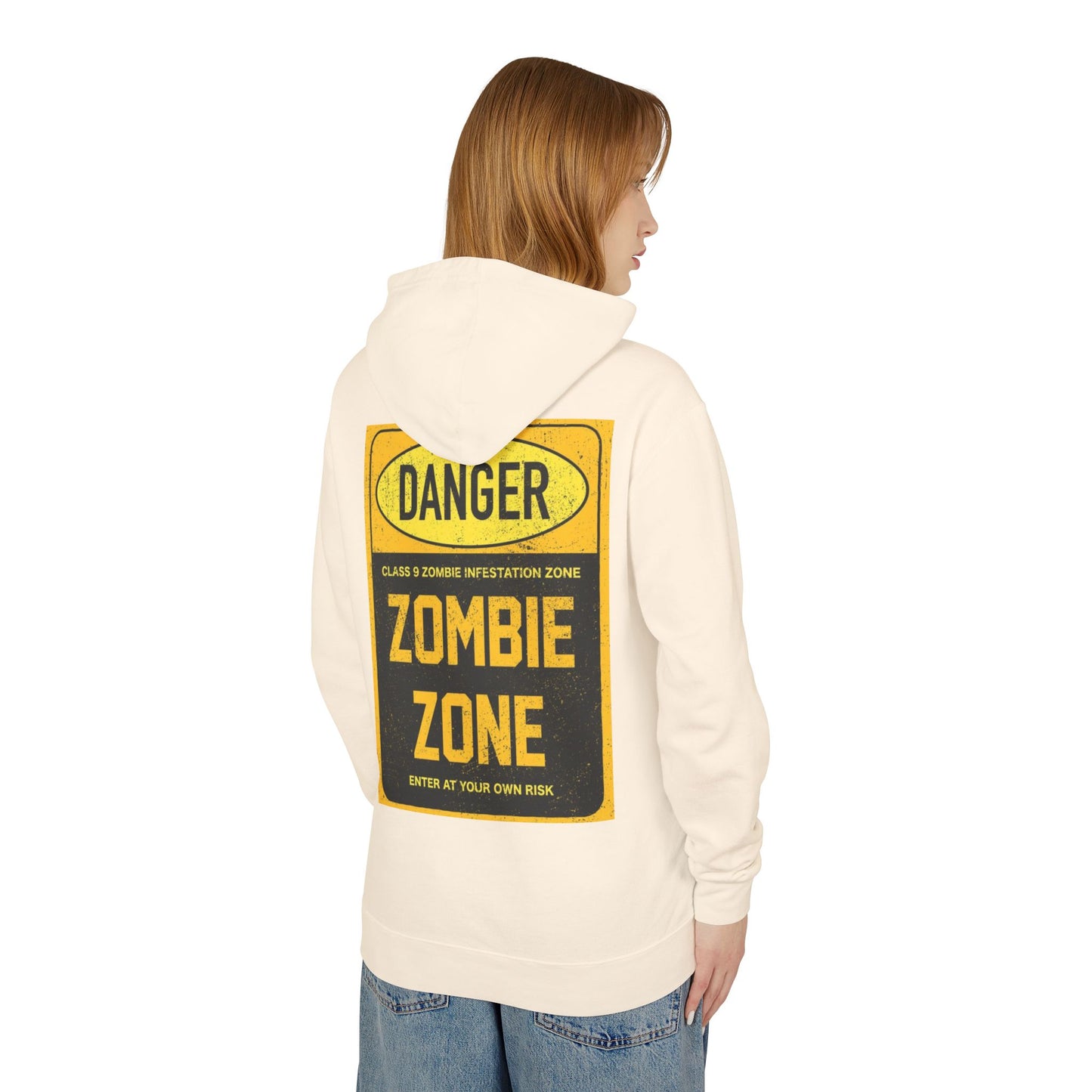 Unisex Zombie Zone Hooded Sweatshirt - Danger Sign Design