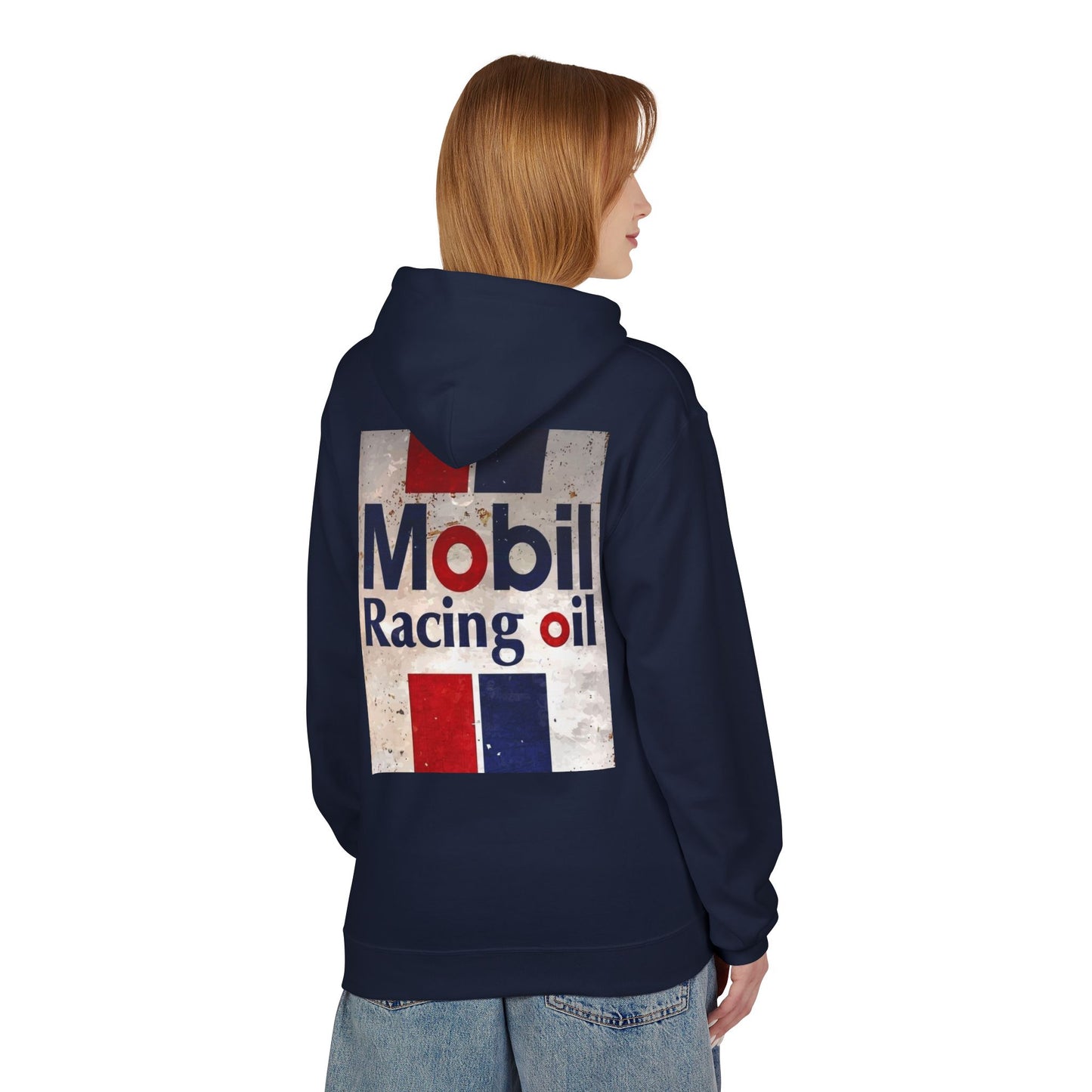 Retro Mobil Racing Oil Fleece Hoodie for Motorsport Enthusiasts