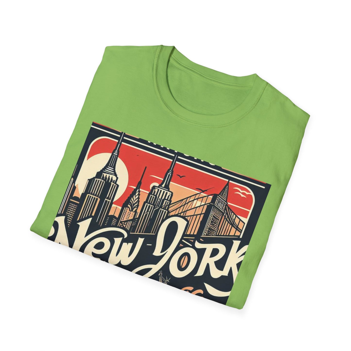 NYC Vintage T-Shirt, Unisex Softstyle Tee, New York City Shirt, Travel Souvenir Gift, Casual Wear for Tourists
