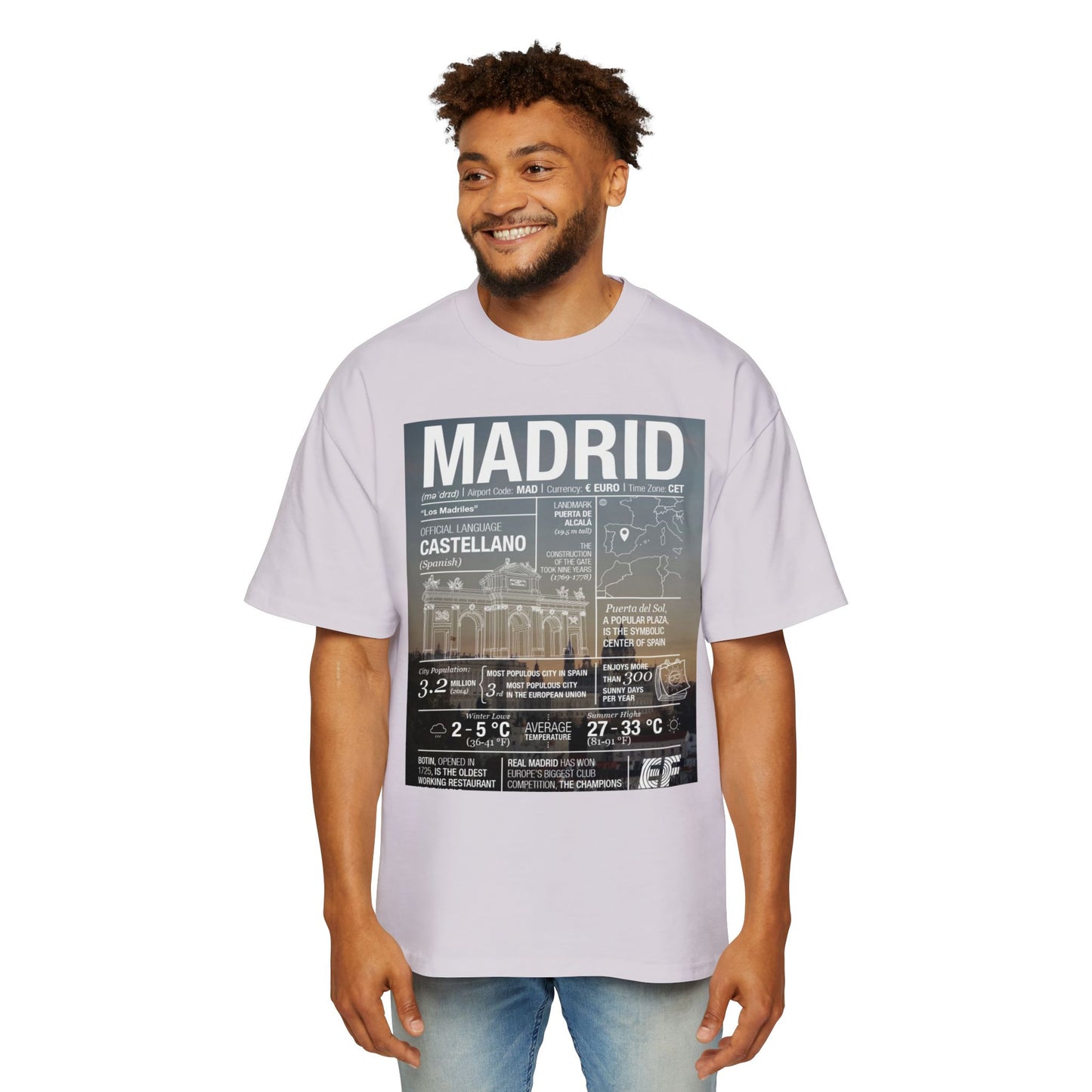 Madrid Graphic Tee — Vintage City Weather Poster T‑Shirt